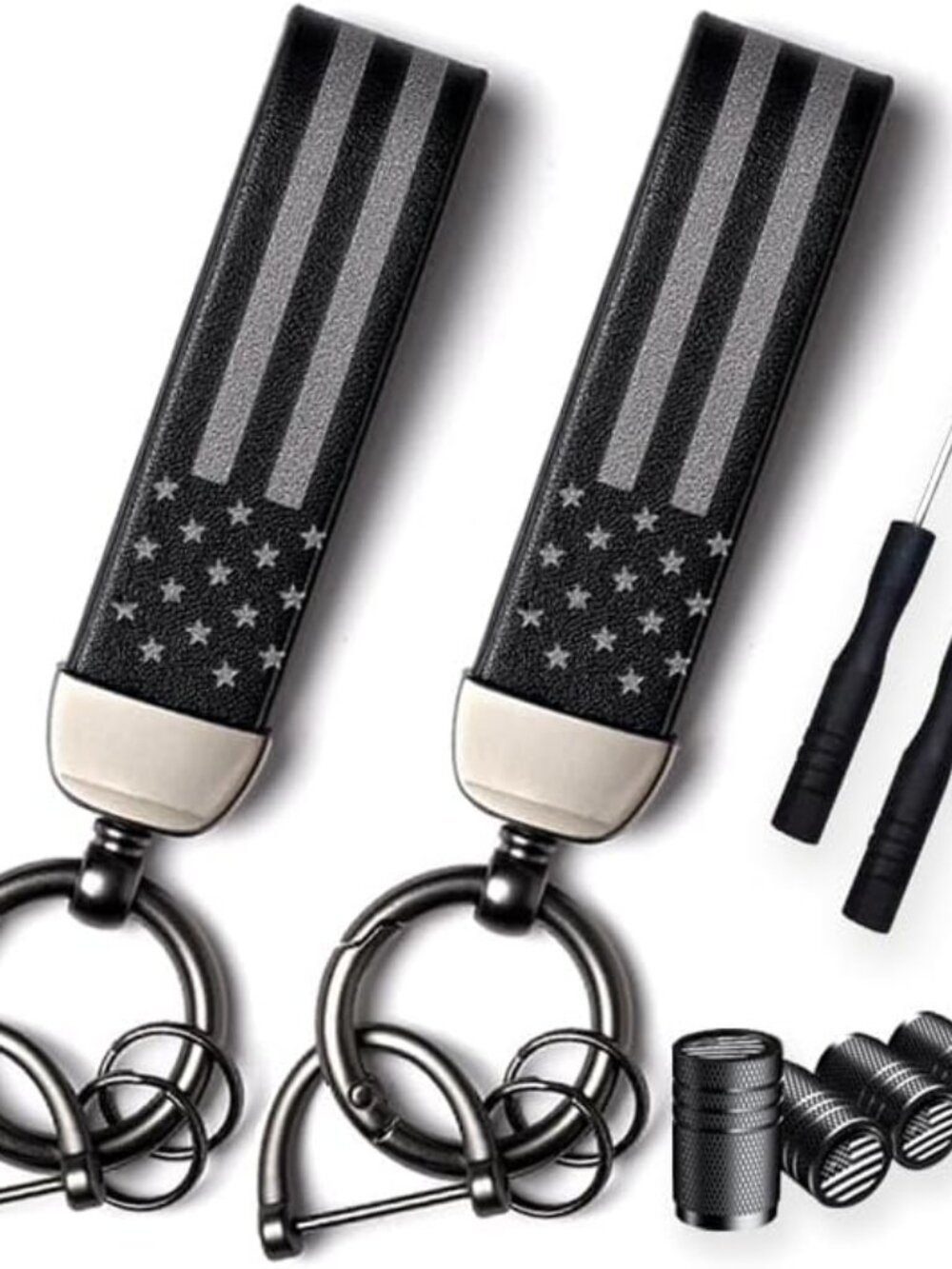 2 Sets Flag Zinc Alloy Keychain, Durable for All Cars, Unisex